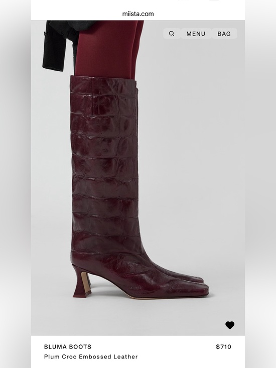 Miista Shoes - Miista Bluma Leather Boots in Burgundy Crinkle
